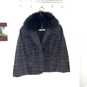 robert rodriguez coat with REMOVABLE faux fur neckline